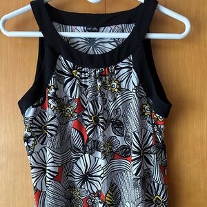 Women Rafaella Floral Halter Top/Black/white/red/yellow/Petite Medium